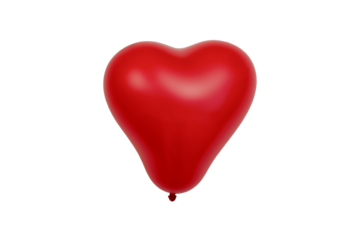 Red heart shaped balloon isolated on transparent background.