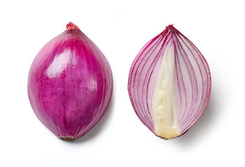 red onion on white background