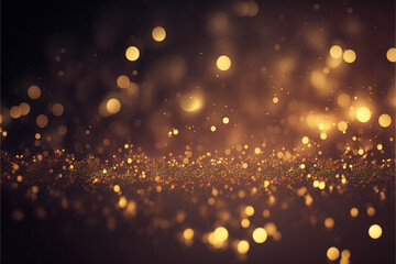 Fototapeta premium Gold dusty bokeh, star glitter background, Abstract background with bokeh effect. Texture background abstract black, gold, generative ai.