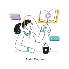 Audio Course Flat Style Design Vector illustration. Stock illustration