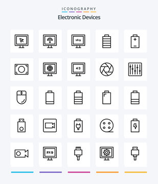 Creative Devices 25 OutLine icon pack  Such As display. tv. electric. news. photo