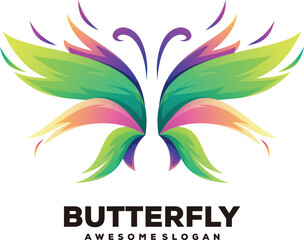 Butterfly gradient colorful logo illustration