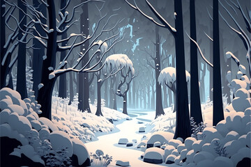 winter forest landscape Generative AI 