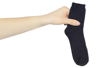 hand with outstretched socks isolated, give socks, give warm socks