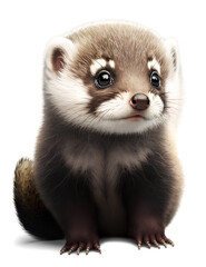 cute baby ferret, illustration on transparent background