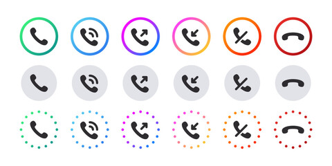 Call icons set. Call function icons. Phone call icons accept and decline. Vector images