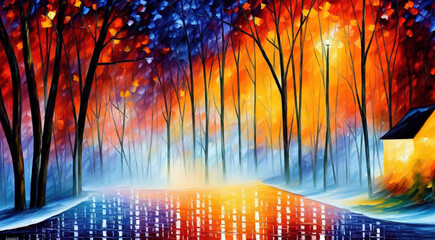 Naklejka premium Winter landscape in the park