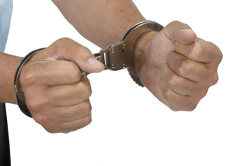 handcuffed hands of caucasian man