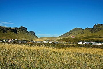 Iceland-view of Vík, the southernmost village in Iceland