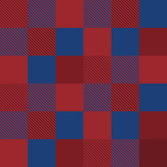 Seamless tartan plaid pattern in blue tone and red line.