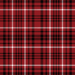 Seamless tartan plaid pattern in red and black tone.