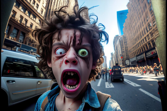 a zombie child on the streets of New York, Generative AI