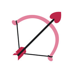 Valentine's Day cute doodle icon of a bow and arrow.
