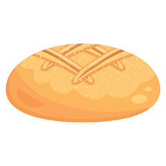 Isolated colored rounded bread Bakery product image Vector