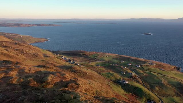Aerial view at Muckross Head by Kilcar, the village where Sarah Jessica Parker and Matthew Broderick have their holiday home in county Donegal on the west coast of Ireland