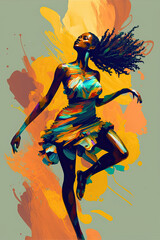 Obraz na płótnie Canvas Black african woman graceful dance abstract illustration concept