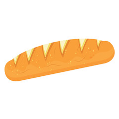 Isolated colored baguette Bakery product image Vector