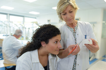 female learning in a lab