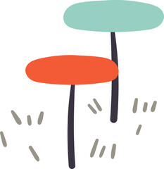 Hand drawn mushroom doodle element flat icon