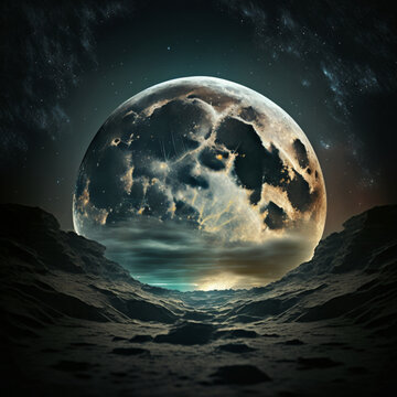 Noite de Lua cheia, ao p&eacute; do mar