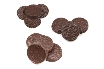 Chocolate cookies isolated on white.