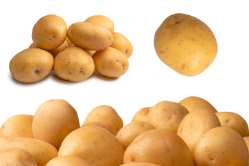 A group of fresh tasty potato isolated on white background.