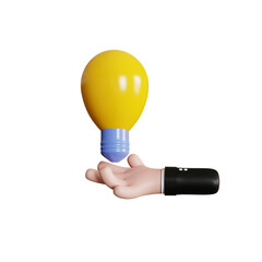 Holding light bulb 3d illustration