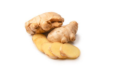 Ginger root isolated on white background.
