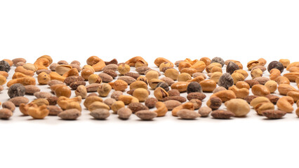  A group of almonds, pistachios, walnuts, macadamia, cashews.