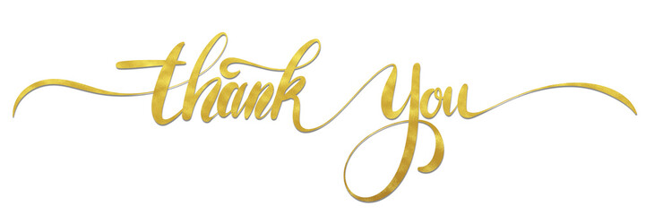 Thank you text hand written with gold glitter color