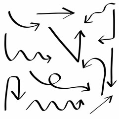 set collection hand drawn arrows pointer design for business plan and education. Sketch idea design template.