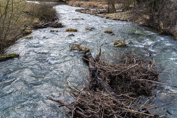 Little river through the lonely and cold countryside