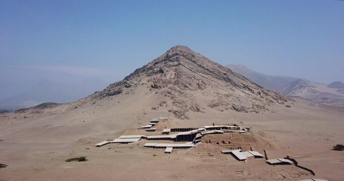 The remains of a Moche pyramid being excavated in the desert of trujillo, Peru