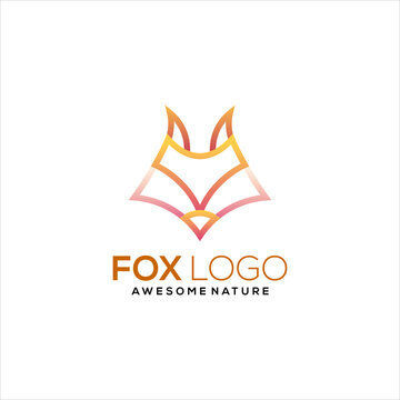 Fox head line logo gradient vector
