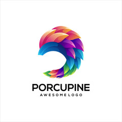 Porcupine colorful logo gradient vector