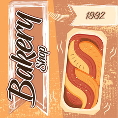 Colored retro bakery shop label with bread Vector
