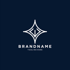 Abstract initial letter W star shape logo design template