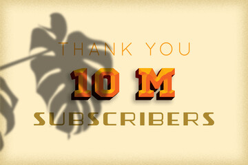 10 Million subscribers celebration greeting banner with Embossed Design