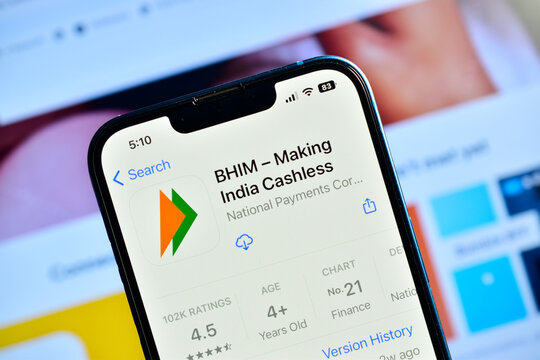 BHIM app on phone used to pay and receive payment through mobile created by National Payments Corporation of India