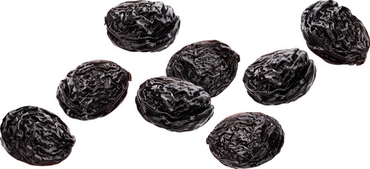Falling prunes isolated