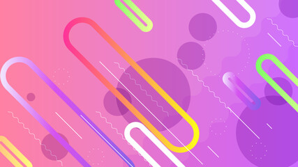 Abstract Colorful Gradient Background With Color Geometric Figures. Different Shapes And White Line Vector Design Style