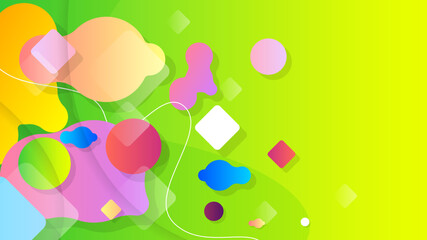 Abstract Colorful Gradient Background With Color Geometric Figures. Different Shapes And White Line Vector Design Style