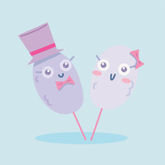 cute cotton candy illustration. cotton candy couple illustration. cotton candy children's book illustration.