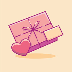 valentines day gift flat vector illustration. Cute gift valentine illustration. cute chocolate illustration.