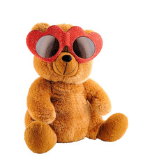 Teddy bear soft toy with heart-shaped glasses