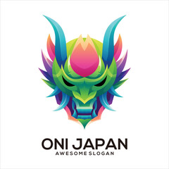 Oni japan colorful gradient design logo