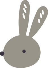 Hand drawn bunny head doodle element flat icon Cute trees