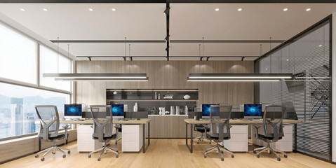 3d render of office and working space