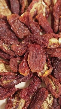 Dried fruits of gentle drying tomatoes with sea salt