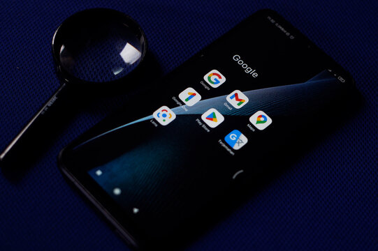 Closeup Google apps product icon on a smartphone screen. Wonosobo, Central Java, Indonesia January 17, 2023.